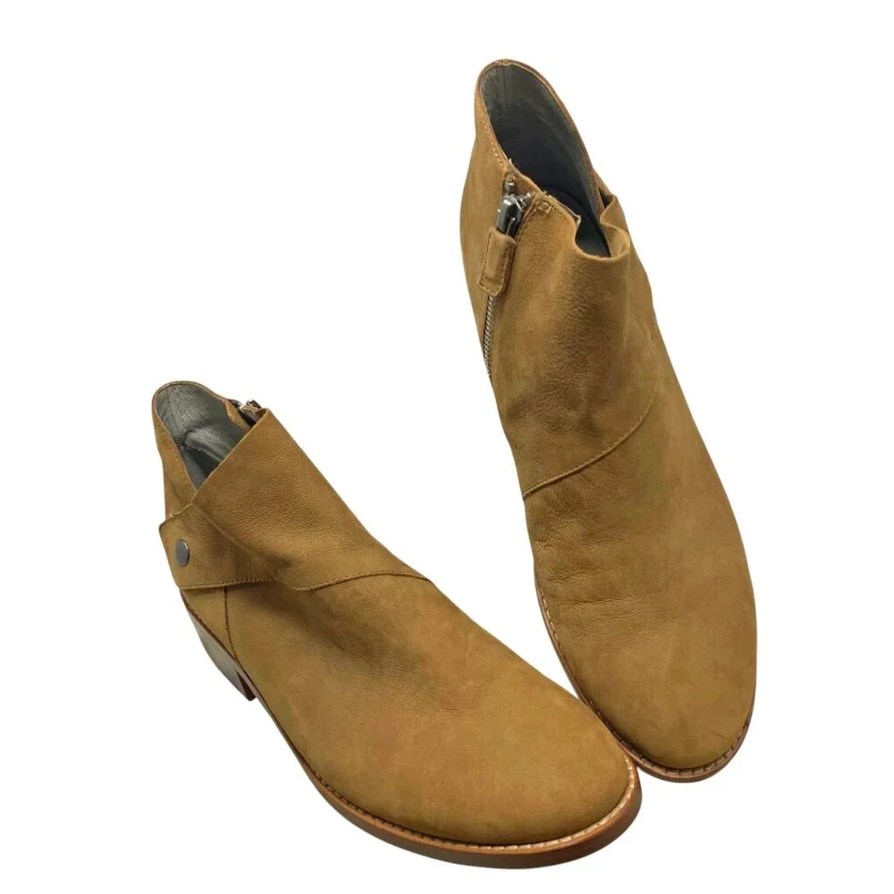 Eileen Fisher Billie Light‎ Espresso Tumbled Nubuck Ankle Booties  NEW